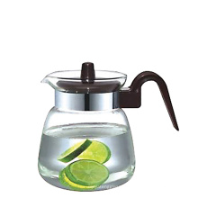 Haonai 1000ml clear tea pot glass tea pot tea glass pot with plastic lid and handle
